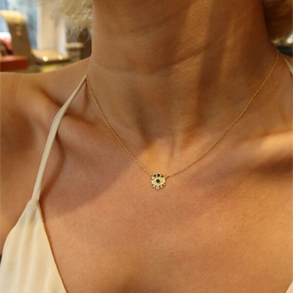 Taşlı Göz Figürlü Kolye | 925 Gümüş - Fi Season