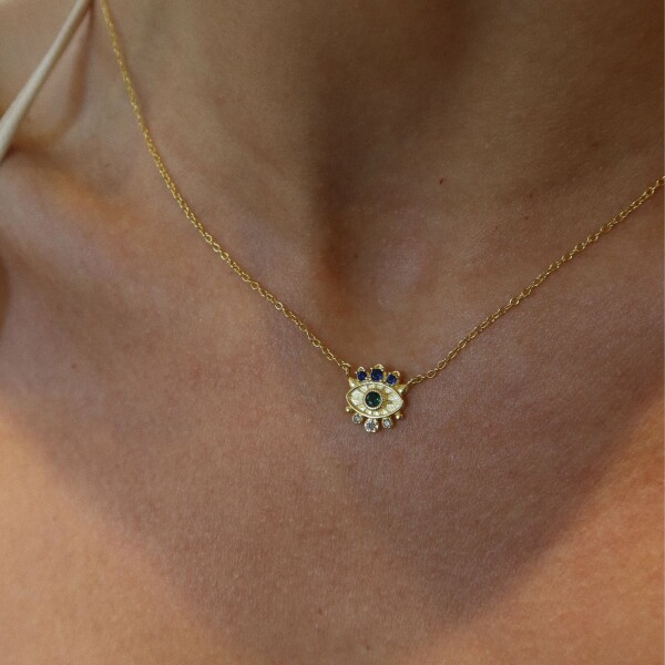 Taşlı Göz Figürlü Kolye | 925 Gümüş - Fi Season (1)