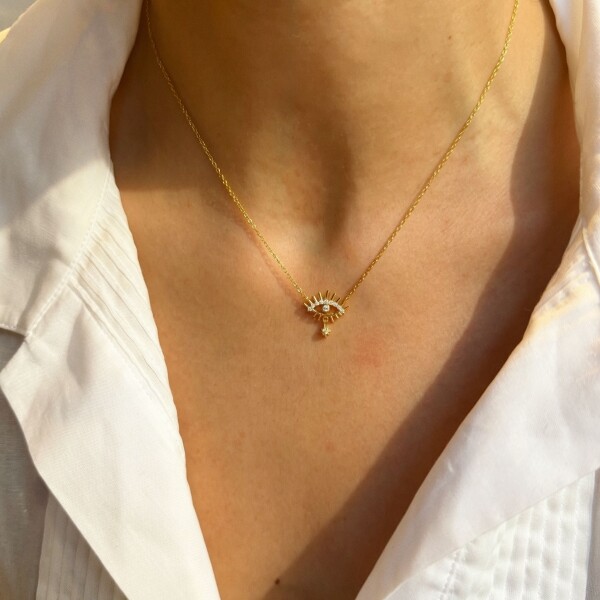 Taşlı Göz Kolye | 925 Gümüş - 1