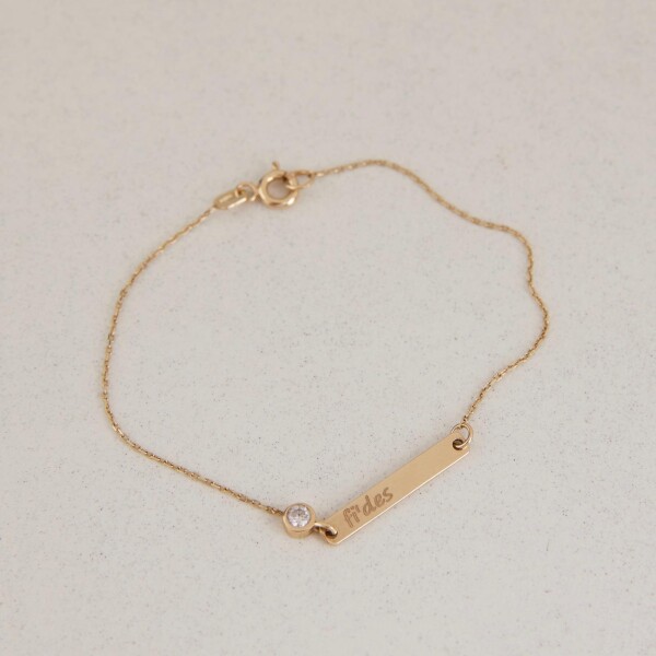Taşlı İsim Bileklik | 14 Ayar Altın - 1