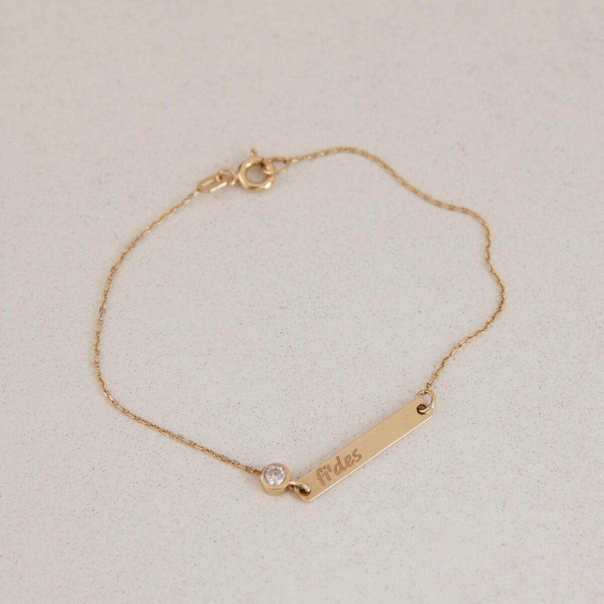 Taşlı İsim Bileklik | 14 Ayar Altın - 1