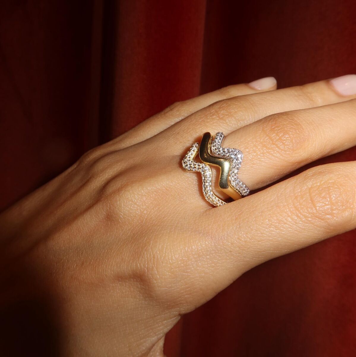 Taşlı Kıvrımlı Yüzük | 925 Gümüş - 5