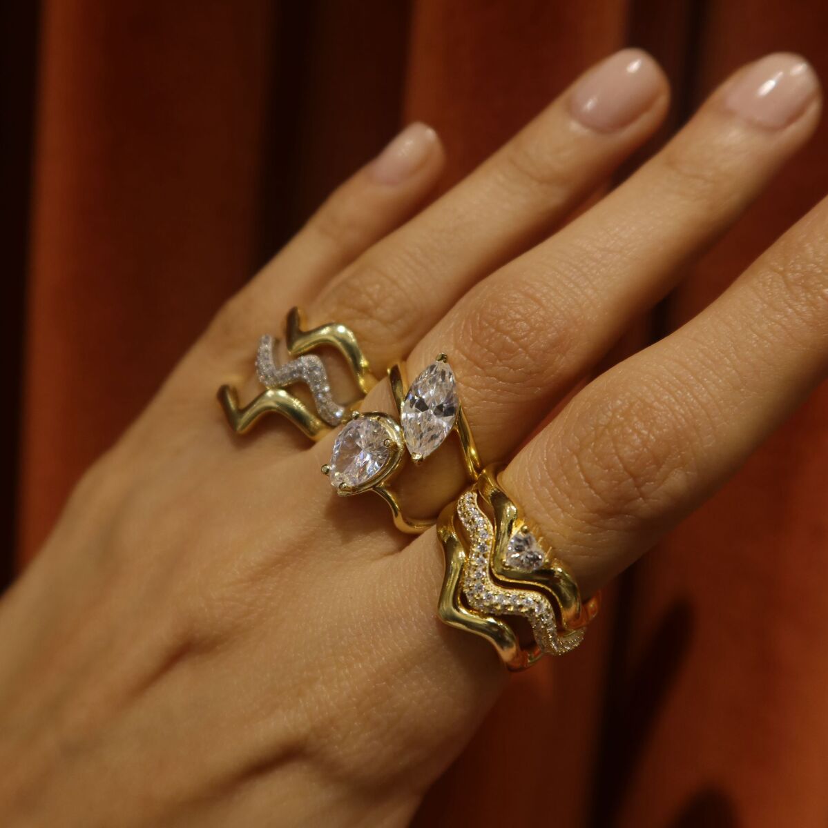 Taşlı Kıvrımlı Yüzük | 925 Gümüş - 3