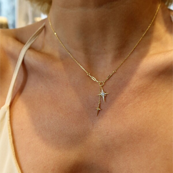 Taşlı Kutup Yıldızı Kolye | 925 Gümüş - 1