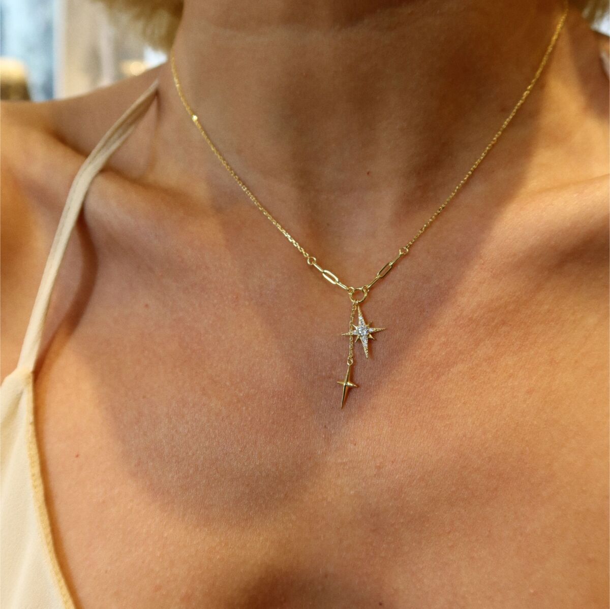 Taşlı Kutup Yıldızı Kolye | 925 Gümüş - 1