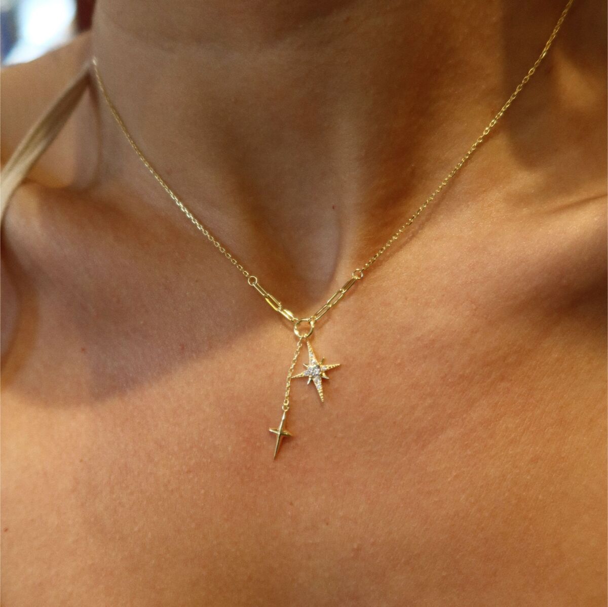 Taşlı Kutup Yıldızı Kolye | 925 Gümüş - 2