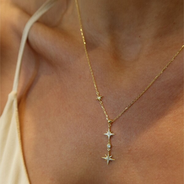 Taşlı Kutup Yıldızı Kolye | 925 Gümüş - 2