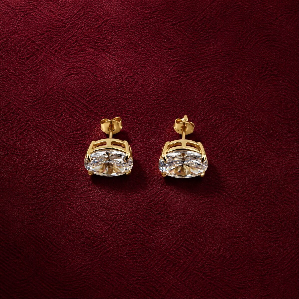Taşlı Oval Küpe | 925 Gümüş - 1
