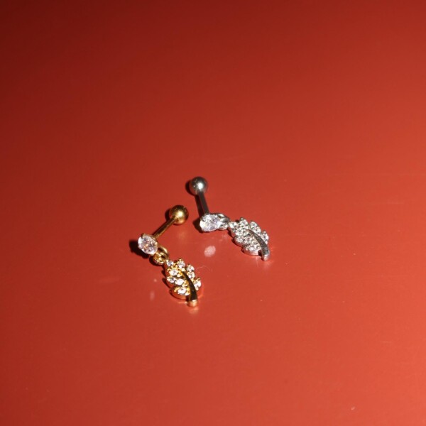 Taşlı Yaprak Figürlü Piercing - 1