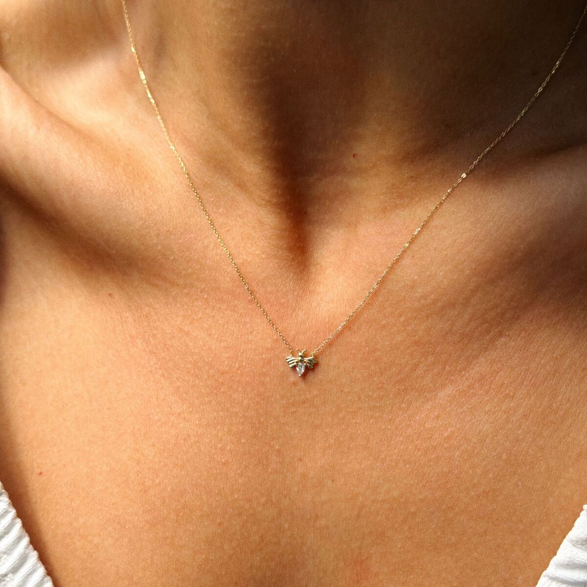 Taşlı Yusufçuk Kolye | 14 Ayar Altın - 2