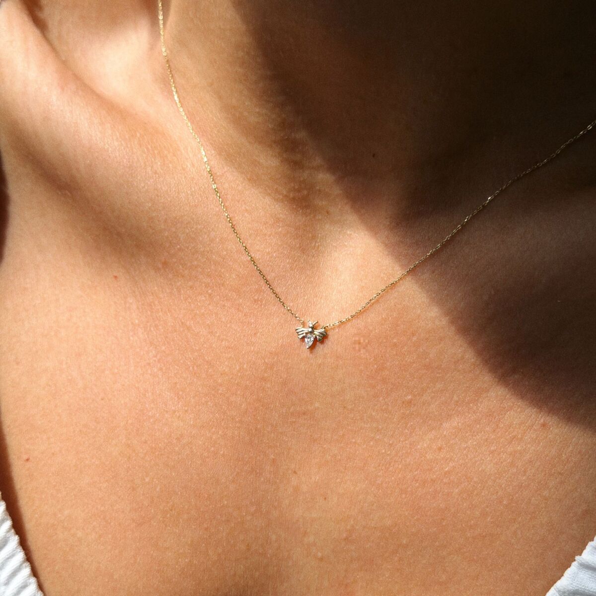 Taşlı Yusufçuk Kolye | 14 Ayar Altın - 1