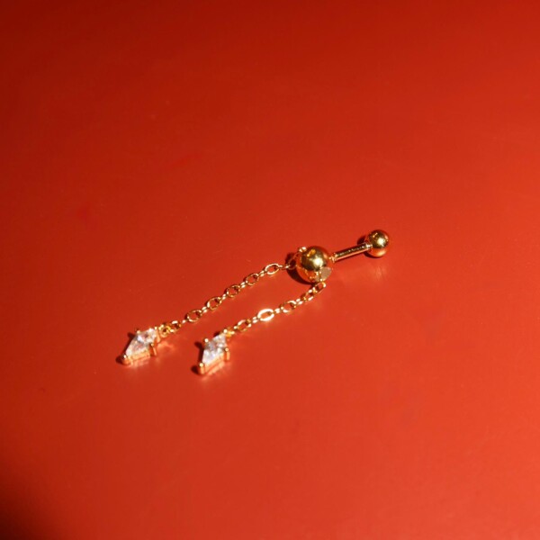 Taşlı Zincirli Tragus Piercing | 925 Gümüş - Fi Season