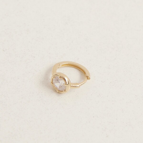 Tekli Daire Taşlı Halka Küpe | 925 Ayar Gümüş - Fi Season (1)