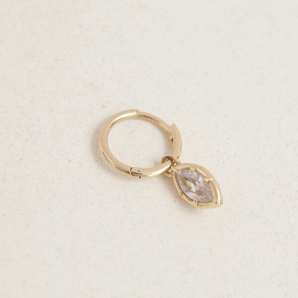 Tekli Halkalı Badem Taşlı Küpe | 14 Ayar Altın - Fi Season (1)