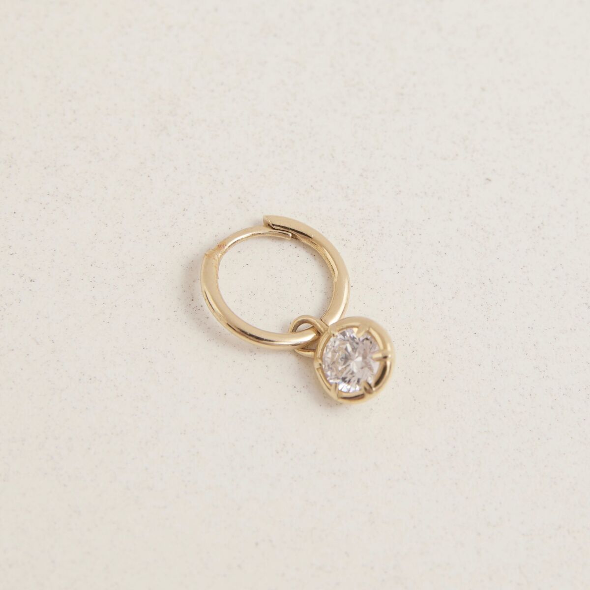 Tekli Halkalı Daire Taşlı Küpe | 925 Ayar Gümüş - 3