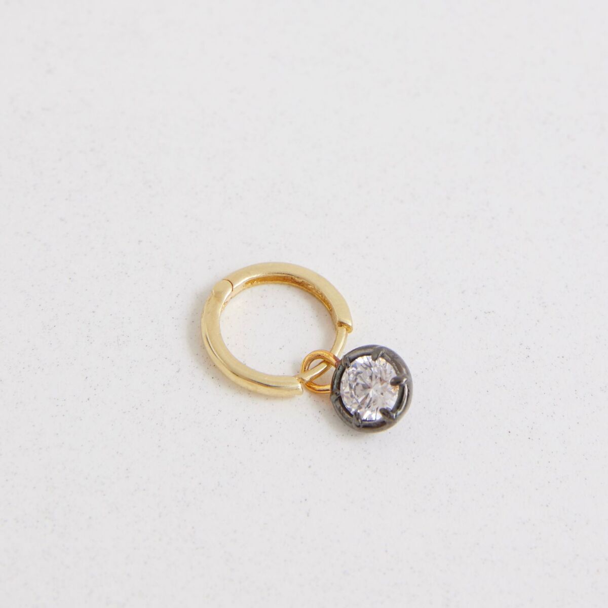 Tekli Halkalı Daire Taşlı Küpe | 925 Ayar Gümüş - 4