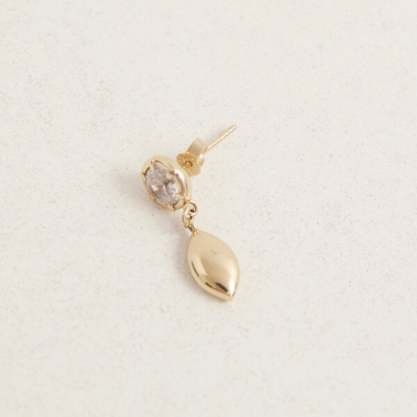 Tekli Sallantılı Badem Taşlı Küpe | 925 Ayar Gümüş - 4