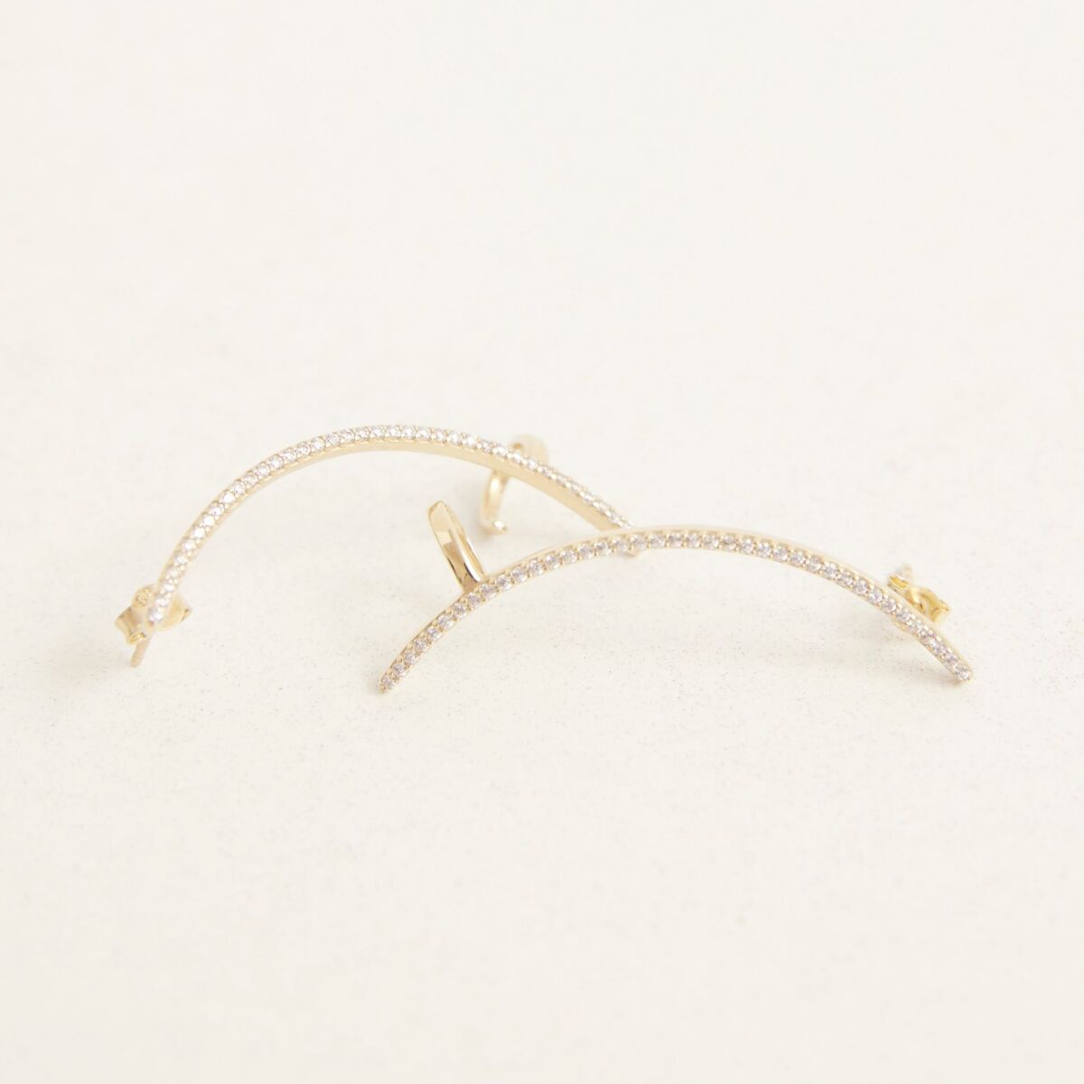 Tekli Taşlı Ear Cuff Küpe | 14 Ayar Altın - 5