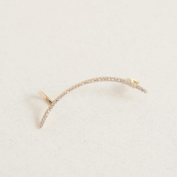 Tekli Taşlı Ear Cuff Küpe | 14 Ayar Altın - 4