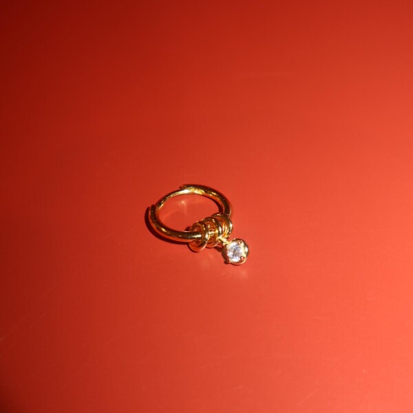 Tekli Taşlı Halka Kıkırdak Küpesi | 925 Gümüş - 1