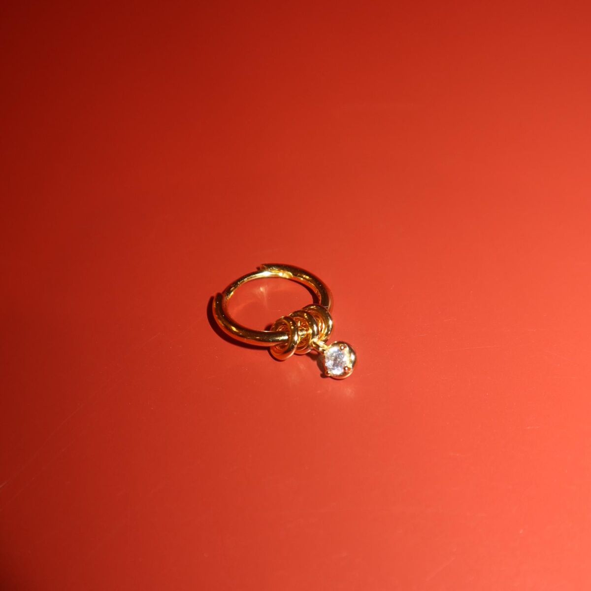 Tekli Taşlı Halka Kıkırdak Küpesi | 925 Gümüş - 1