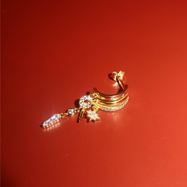 Tekli Taşlı Kutup Yıldızı Küpe | 925 Gümüş - 1