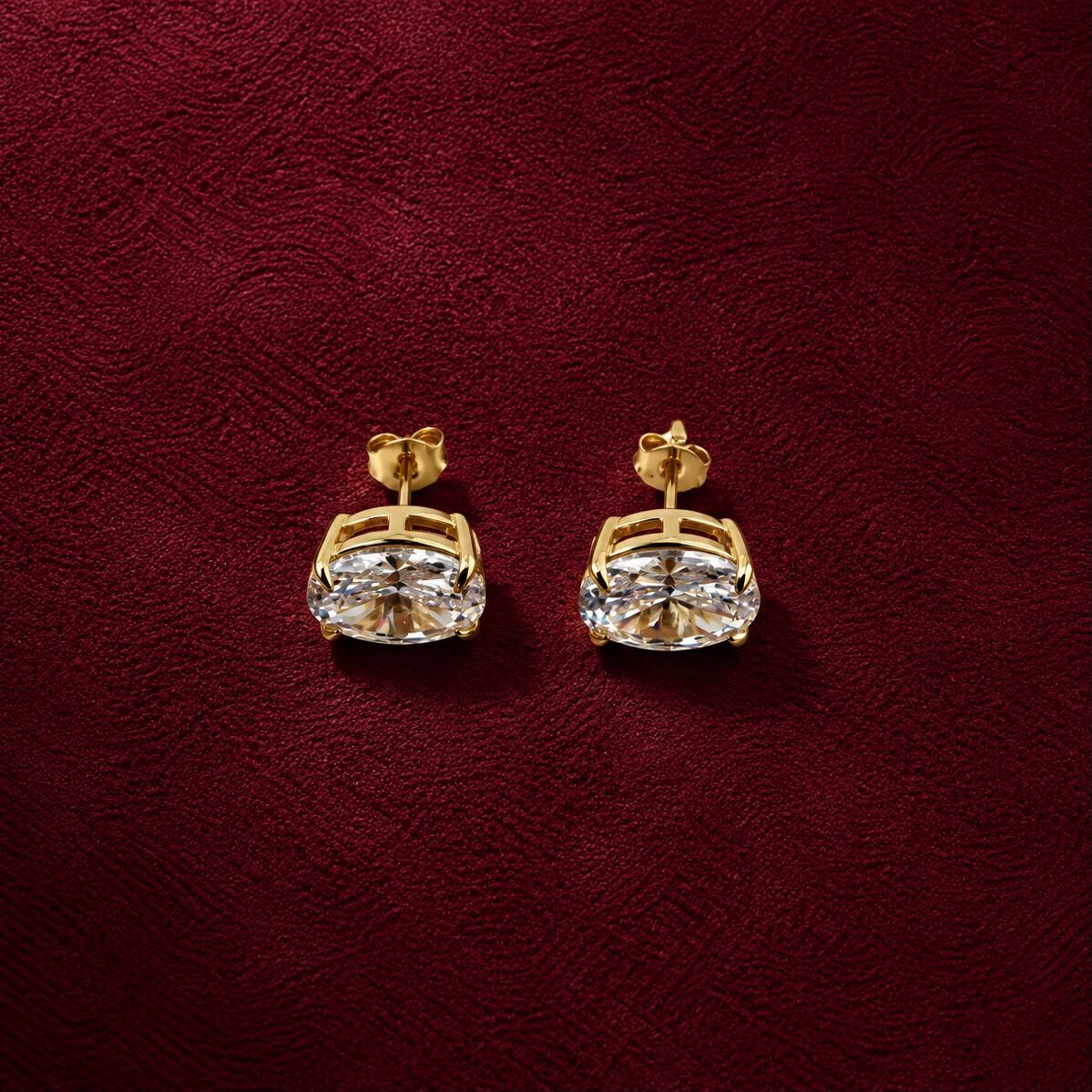 Tekli Taşlı Oval Küpe | 925 Gümüş - 1