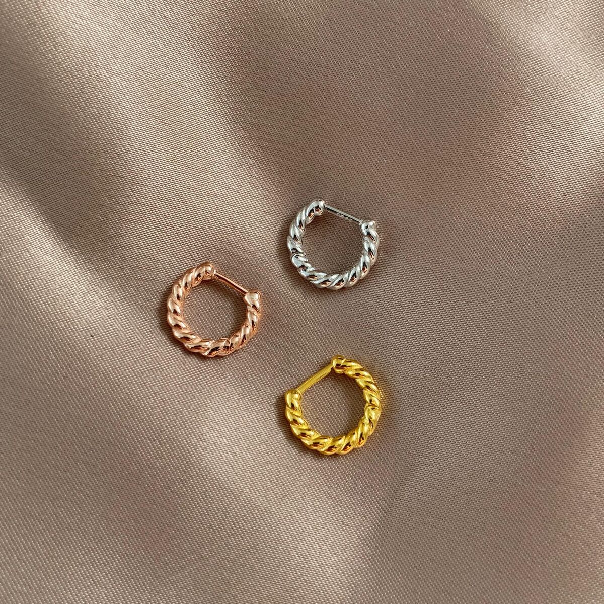 Tekli Yarım Halka Küpe | 925 Gümüş - 1