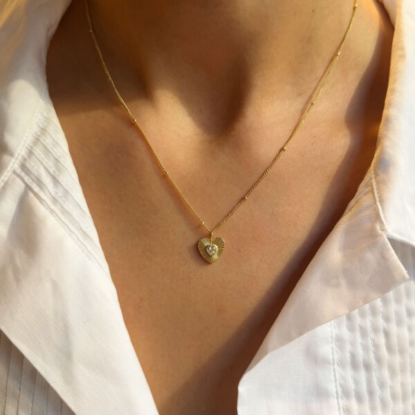 Top Zincirli Kalp Kolye | 925 Gümüş - 1