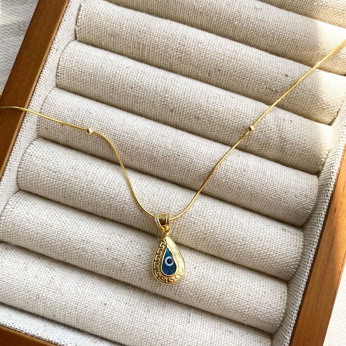Top Zincirli Vintage Nazar Kolye | 925 Gümüş - 1