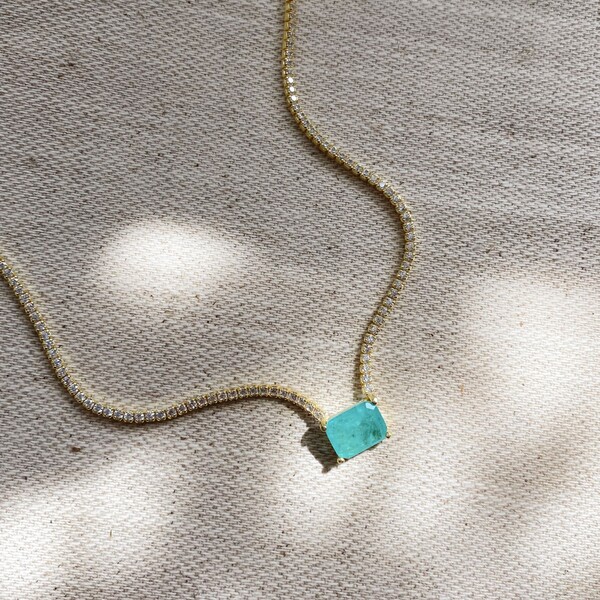 Turkuaz Taşlı Su Yolu Choker | 925 Gümüş - Fi Season