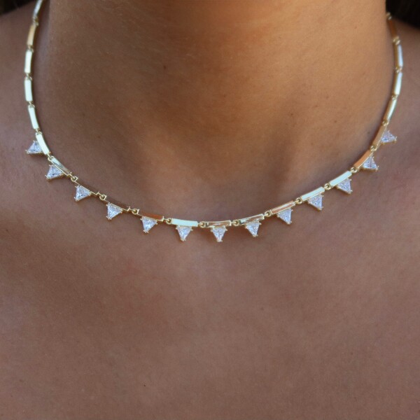 Üçgen Taşlı Choker | 925 Gümüş - Fi Season