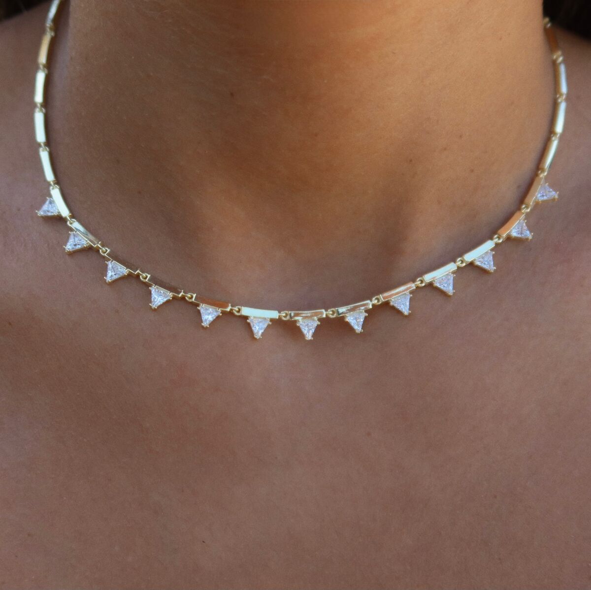Üçgen Taşlı Choker | 925 Gümüş - 1