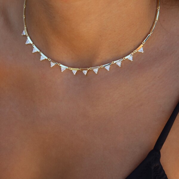 Üçgen Taşlı Choker | 925 Gümüş - Fi Season (1)