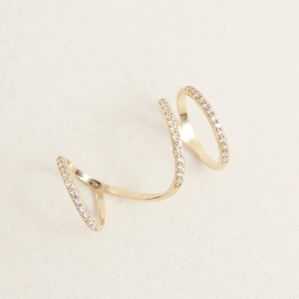 Üçlü Taşlı Yüzük | 14 Ayar Altın - 6