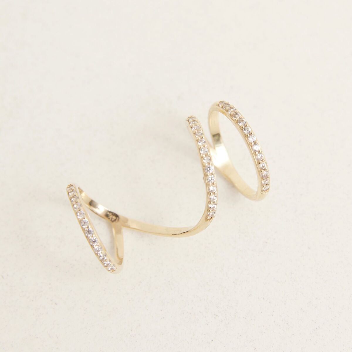 Üçlü Taşlı Yüzük | 14 Ayar Altın - 6