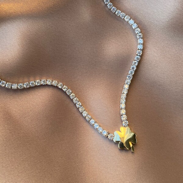 Yaprak Figürlü Taşlı Su Yolu Choker | 925 Gümüş - Fi Season