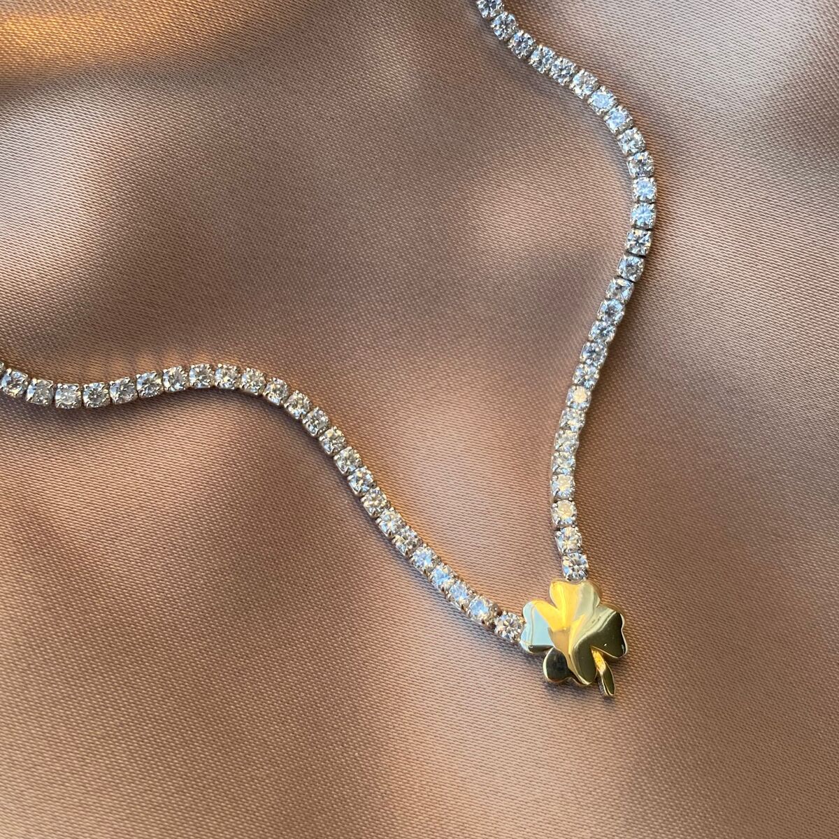 Yaprak Figürlü Taşlı Su Yolu Choker | 925 Gümüş - 1