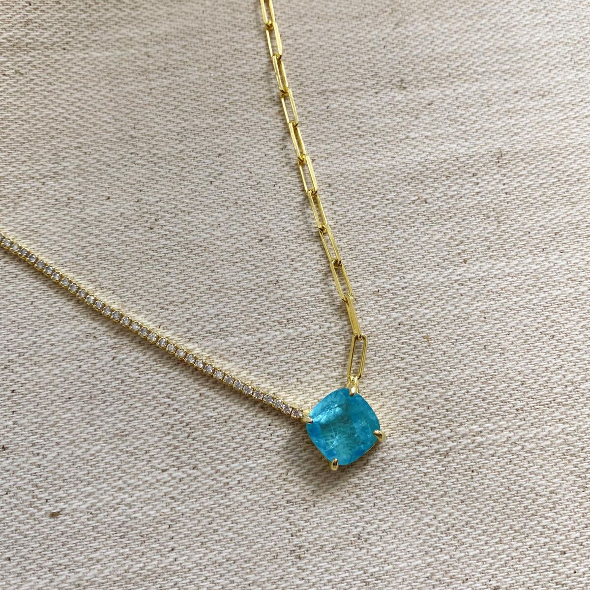 Yarısı Zincirli Baget Taşlı Choker | 925 Gümüş - 1