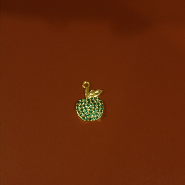 Yeşil Taşlı Elma Figürlü Charm - 1
