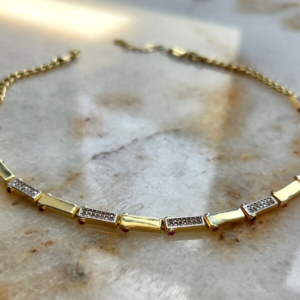 Zirkon Taşlı Dikdörtgen Choker | 925 Gümüş - Fi Season