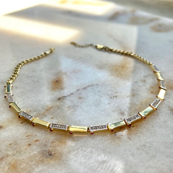Zirkon Taşlı Dikdörtgen Choker | 925 Gümüş - Fi Season (1)